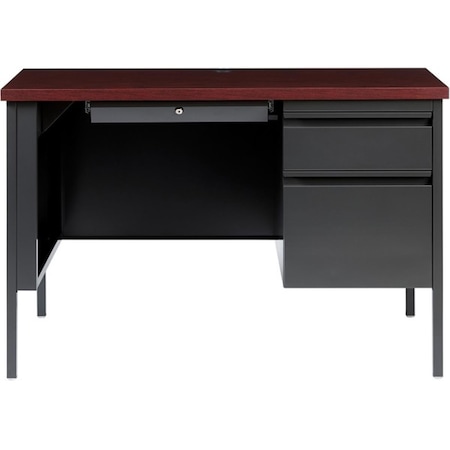 Lorell Fortress Series Mahogany Laminate Top DeskCharcoal & Gray LLR66949